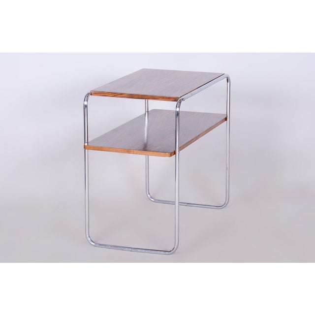 Wood Bauhaus Side Table in Walnut attributed to Hynek Gottwald, Czechia, 1930s For Sale - Image 7 of 9