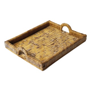 Hollywood Regency Wicker Tray from Vivai del Sud, Italy, 1970s For Sale