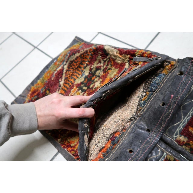 Textile 1920s, Handmade Antique Collectible Persian Kurdish Saddle Bag Rug For Sale - Image 7 of 14