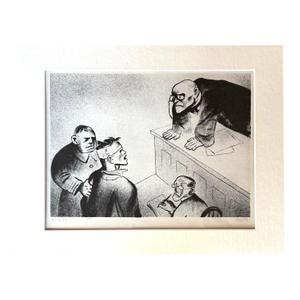 Vintage 1939 Print in 11x14 Mat, Ready to Frame: "The Judge" by William Gropper
