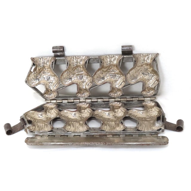 Vintage Metal 4 Roosters - Chickens Chocolate Factory Mold For Sale - Image 4 of 13