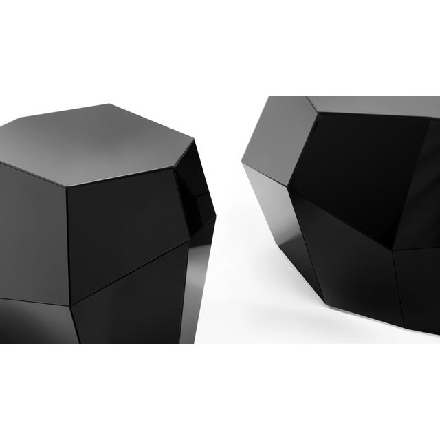 Three Rocks Medium Coffee Table in Black Glass from Insidherland For Sale - Image 4 of 5