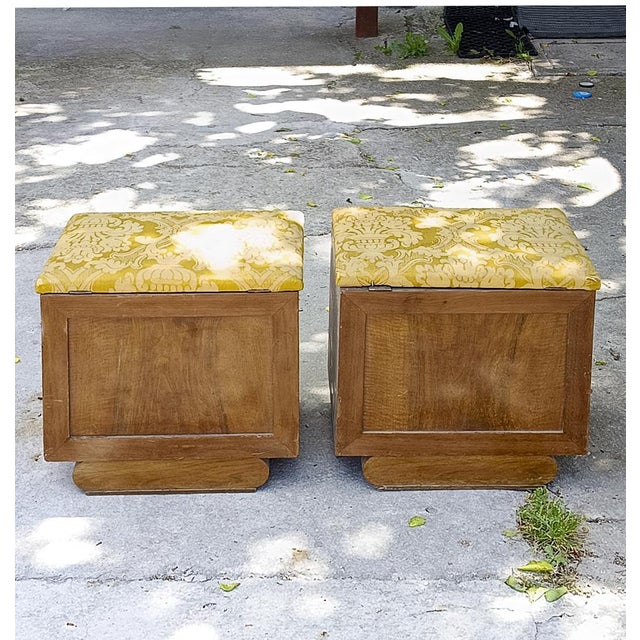 Brown Art Deco Ottomans, Set of 2 For Sale - Image 8 of 13