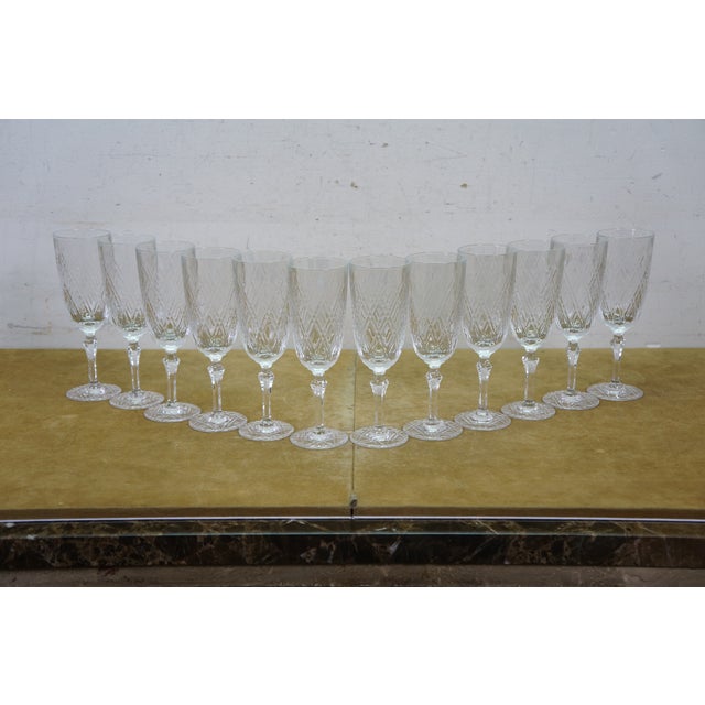 Antique Cut Crystal Stemware Wine Water Goblets Champagne Flutes Cordials - 71 pcs For Sale - Image 6 of 18