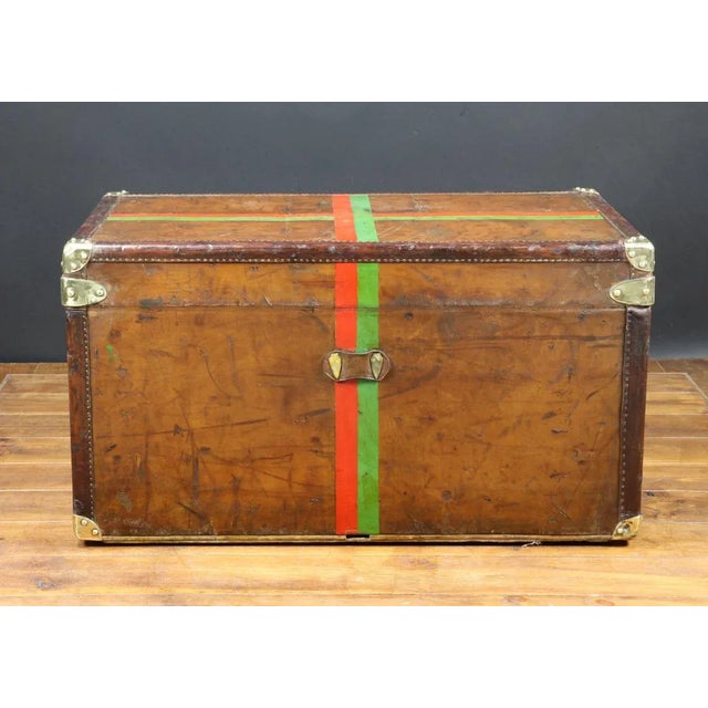 Leather Steamer Trunk with Key from Goyard, 1893 For Sale - Image 3 of 11