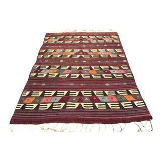1960s Vintage Turkish Handmade Kilim Rug - 65"x88.5" For Sale