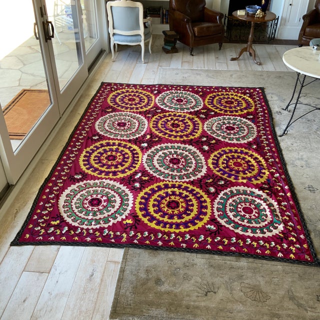 Antique Signed Hand-Embroidered Large Suzani Textile For Sale - Image 13 of 13