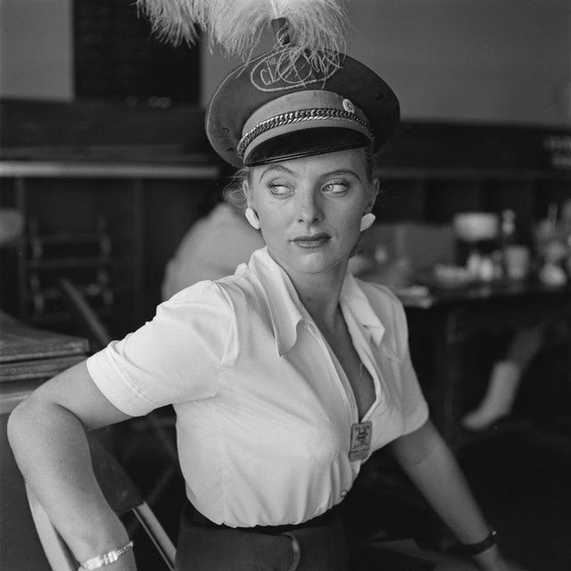 Drive-in Carhop Irish, a waitress or 'carhop' at The Clock Drive-In restaurant in California, USA, circa 1955. (Photo by...