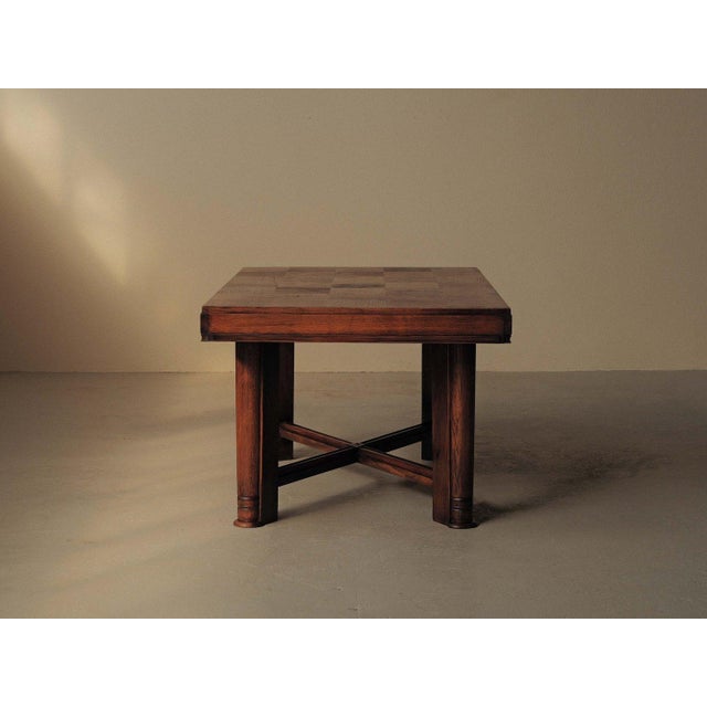 Modernist Oak Table with Checkerboard Veneer Top, France, 1940 For Sale - Image 10 of 18