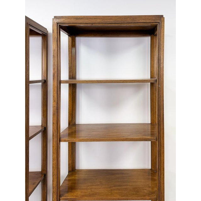 Drexel Drexel MCM Transitional Bookcase Pair Solid Wood Vintage Mid-Century Storage, Attributed For Sale - Image 4 of 14