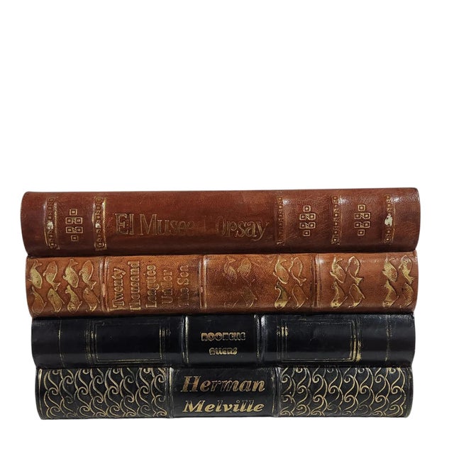 English Vintage Trompe L’Oeil Leather-Look Faux Book Desk Organizer & Letter Tray - Pair For Sale - Image 3 of 12