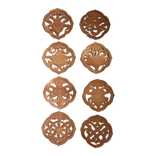 Mid 20th Century Wood Trivets- Set of 8 For Sale