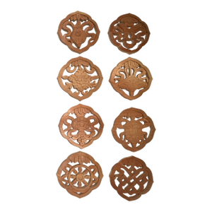 Mid 20th Century Wood Trivets- Set of 8