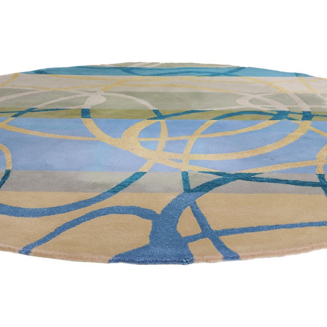 Abstract Vintage Chinese Hooked Rug, 09'01 X 09'01 For Sale - Image 3 of 11