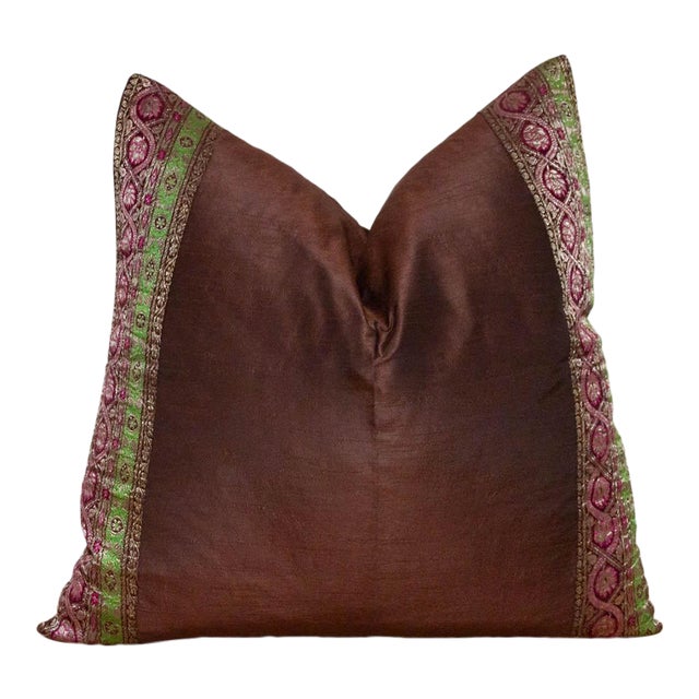 American Bronze Festive Silk Euro Pillow Cover For Sale