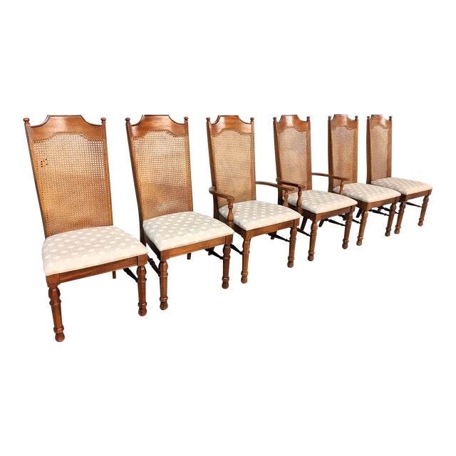Vintage Broyhill Cane Back Dining Chairs Set Of 6 Chairish