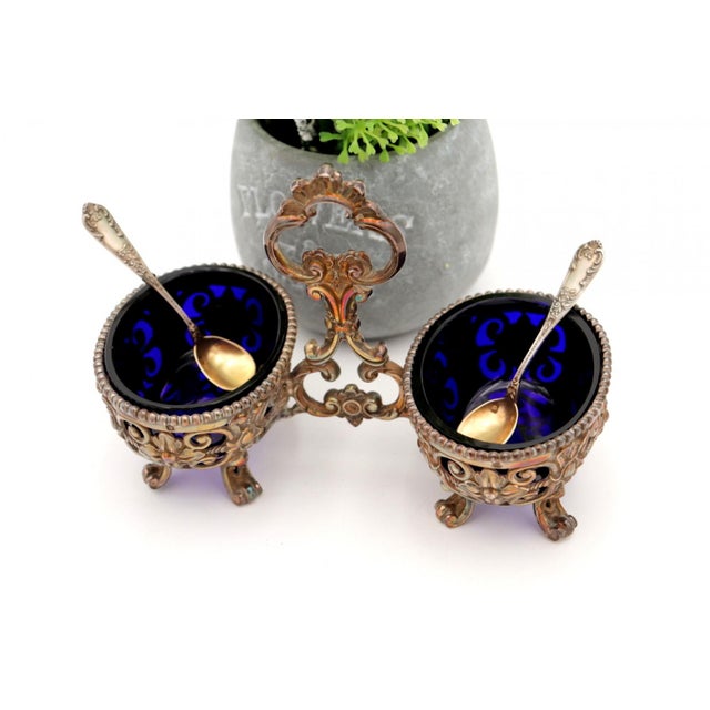 Pearlescent Silver Salt and Pepper Shakers with Cutouts, Set of 4 For Sale - Image 3 of 6