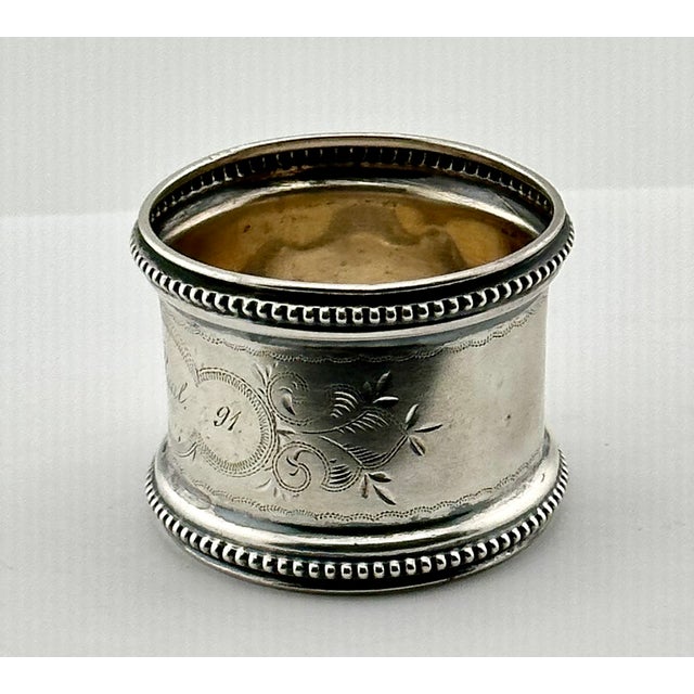 Victorian Mid 19th Century Large Antique American Victorian Style 800 Grade Coin Silver Napkin Ring Dated 1891 for "Paul" For Sale - Image 3 of 13