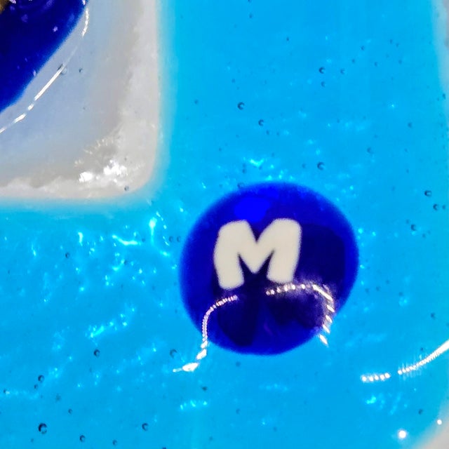 Mediterranean Baccerini Portofino Fused Art Glass Catchall Dish – Blue & Gold Square Italian Trinket Tray For Sale - Image 3 of 8