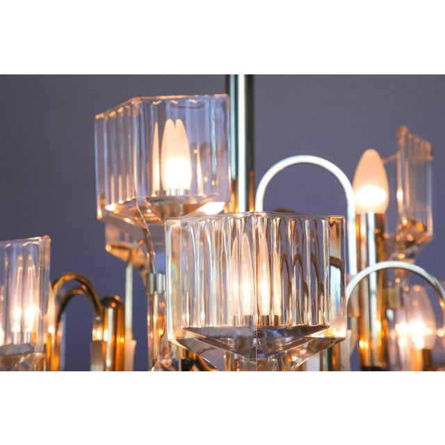 Vintage Brass and Crystal 9-Light Chandelier by Gaetano Sciolari for Sciolari, 1970s For Sale - Image 15 of 18