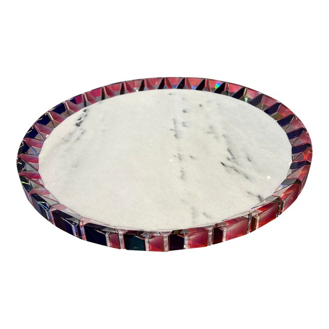Prism Crystal Edge Tray, Crystal Attributed to Atelier Swarovski For Sale