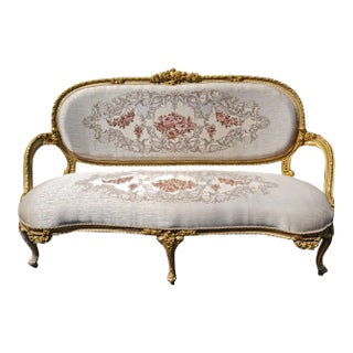 Gold Leaf French Style Victorian Settee/Sofa For Sale