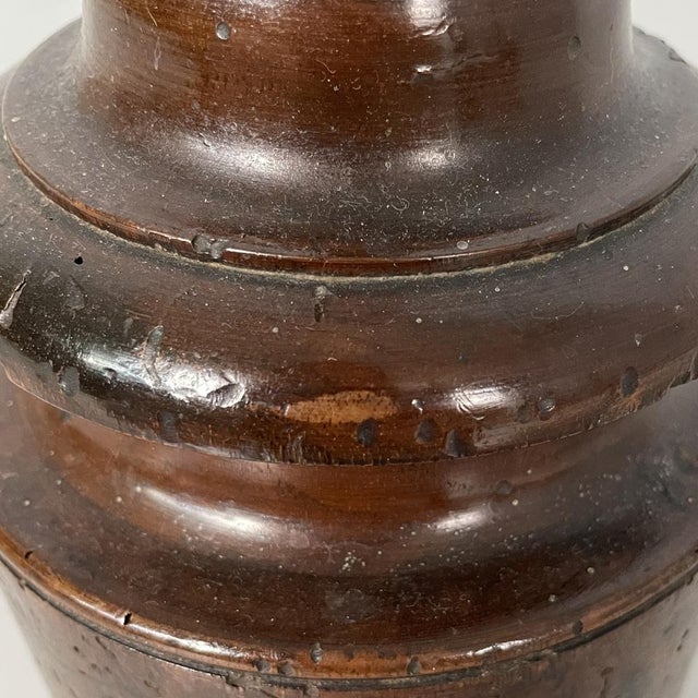 Italian Round Doorstop in Turned Wood, 1930s For Sale - Image 9 of 11