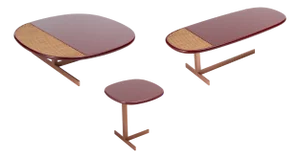Naturae Tris Tables in Red by Angelettiruzza Design from Bottega Intreccio, Set of 3