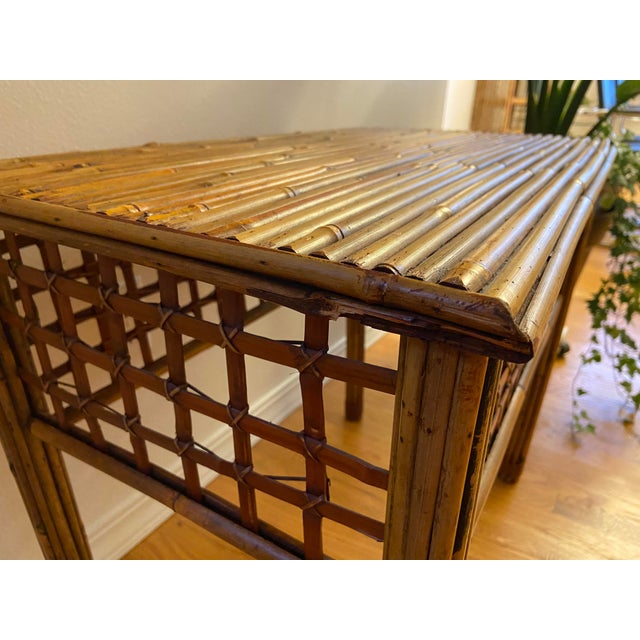 Wood 1970s Vintage Mcm Bamboo Side Table For Sale - Image 7 of 11