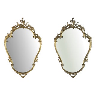 Louis XVI Style Florentine Brass Mirrors, 1890, Set of 2 For Sale