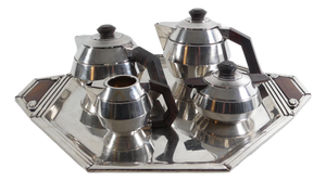 French Art Deco Silver-Plated Coffee and Tea Service, 1920s, Set of 5
