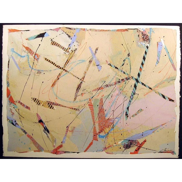 1980s Sally Anderson "Symphony Series #15" Signed Original Acrylic Painting on Paper For Sale - Image 4 of 4