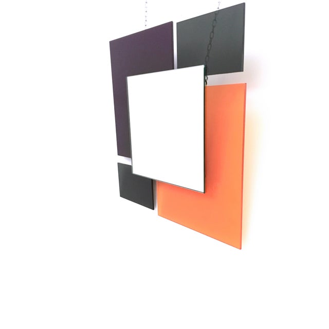 1980s Postmodern Black and Orange Wall Mirrors attributed to Ettore Sottsass, 1980s, Set of 2 For Sale - Image 5 of 10