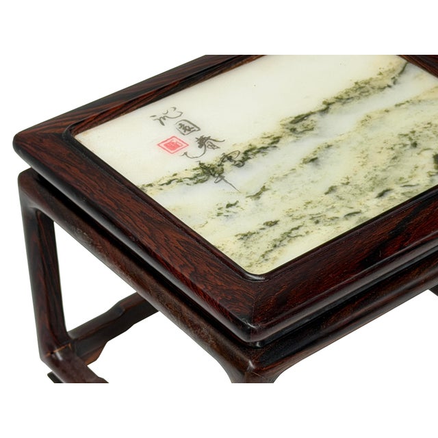 Rectangular Dream Stone Inlaid Rosewood Slender Legs Display Stand For Sale In San Francisco - Image 6 of 8