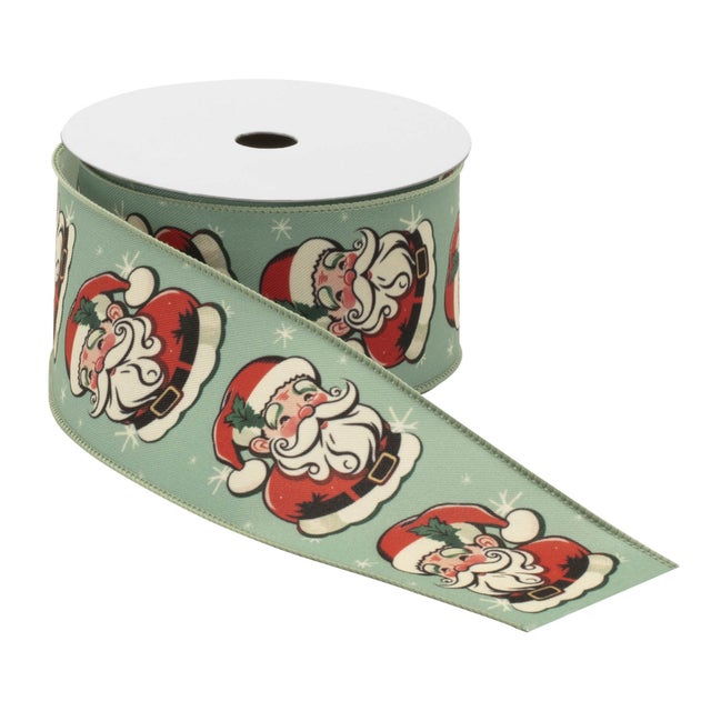 Bring back classic holiday charm with this Nostalgic Santa Print Wired Ribbon. Featuring festive red and green tones with...