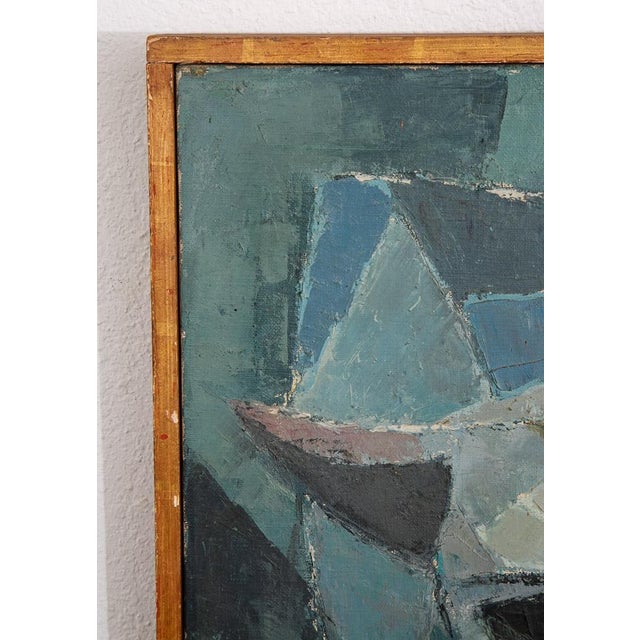 Blue Mid Century Oil Painting George Constant Art Abstract Bull Original Blue For Sale - Image 8 of 12