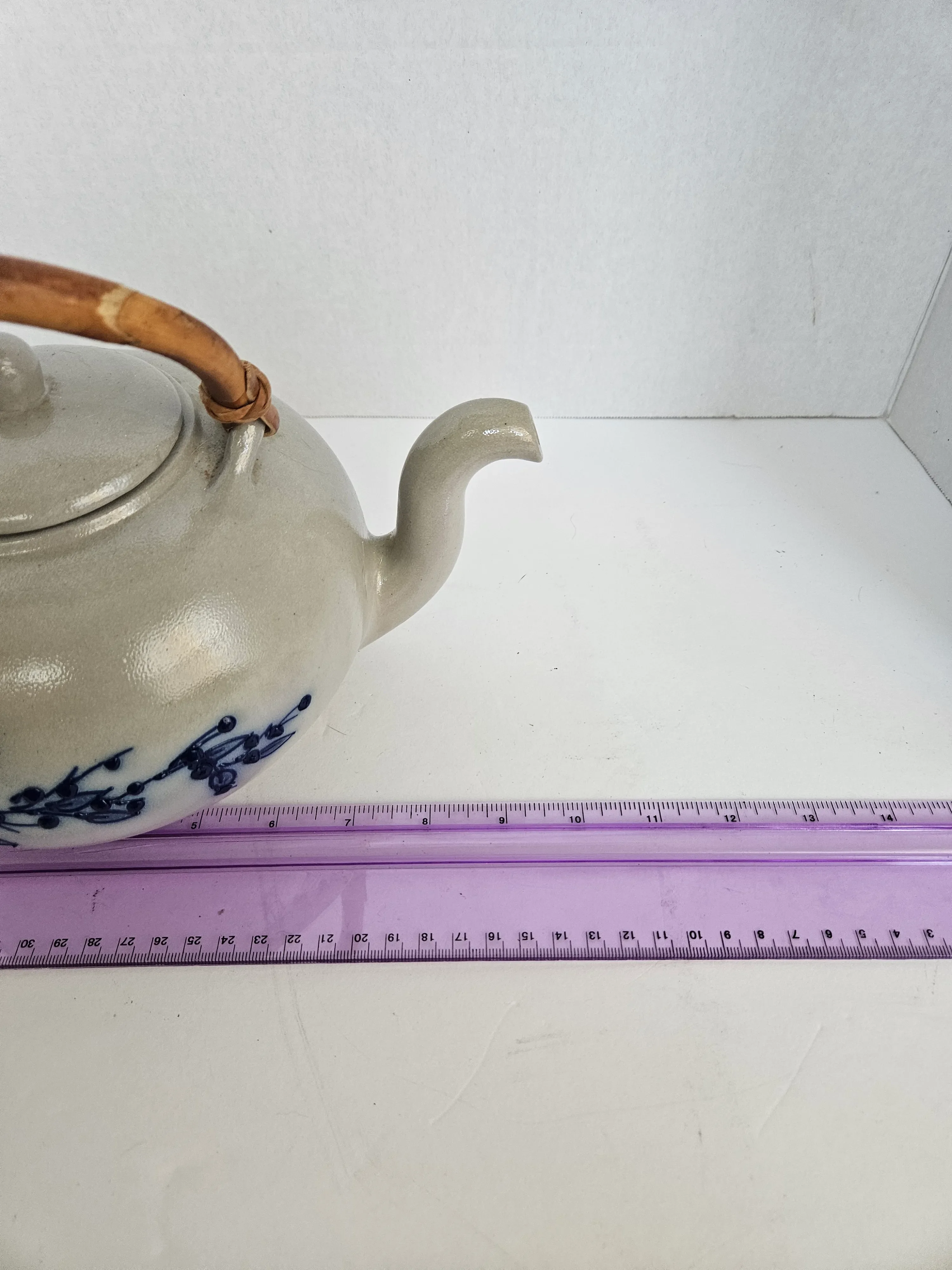 Salmon Falls Stoneware Blueberry Teapot, Dover, n.h. 2002 Lidded