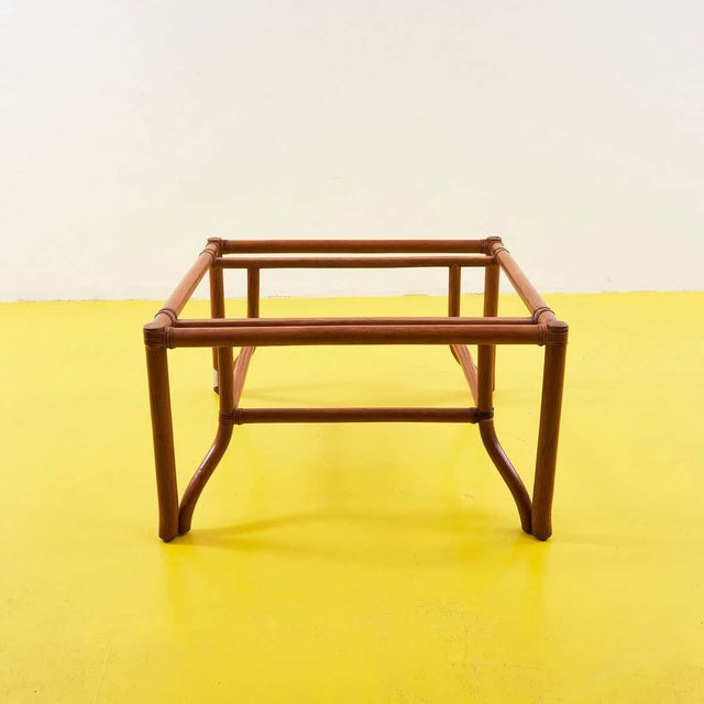 Bamboo Cane and Glass Coffee Table For Sale - Image 6 of 6