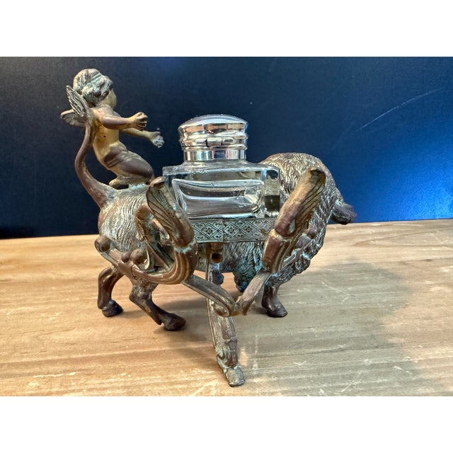 Bronze Late 19th Century American Bison Bronze Ink Well For Sale - Image 8 of 11