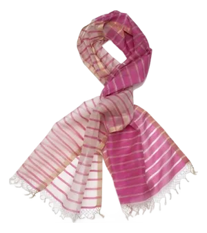 Striped Fuchsia/Pearl Silk Scarf