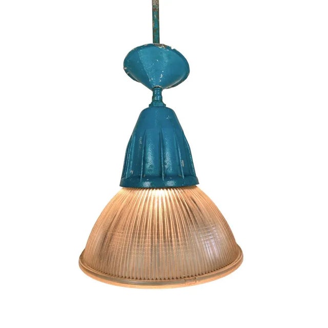 Beautiful early ca 1920 industrial hanging lamp in the authentic condition and colour. The color, design and combination...