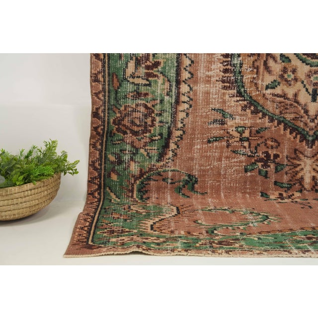 1970s Vintage Turkish Handmade Wool Cotton Beige Area Rug For Sale - Image 4 of 12