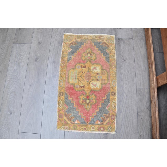 1960s Red and Orange Modern Design Small Rug For Sale - Image 6 of 6