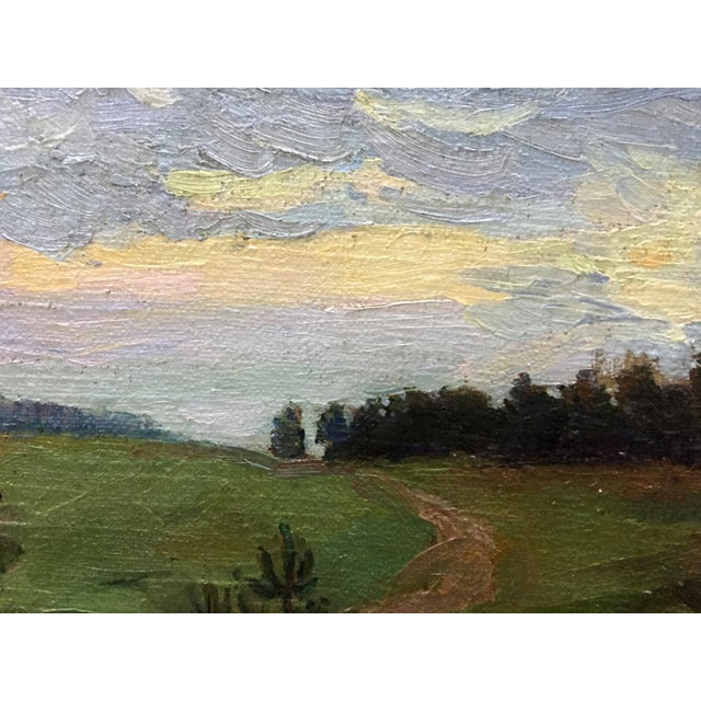 1960s 1960s Oil Painting Evening Landscape Petr Alexandrovich Nilus For Sale - Image 5 of 8