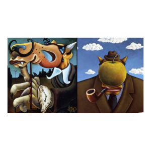 Markus Pierson "Art History Coyote Portraits of Magritte and Dali" 2 Serigraphs