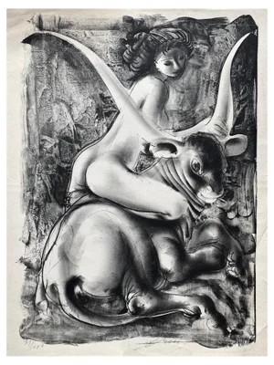 Hans Erni, L'enlèvement d'Europe, Lithograph