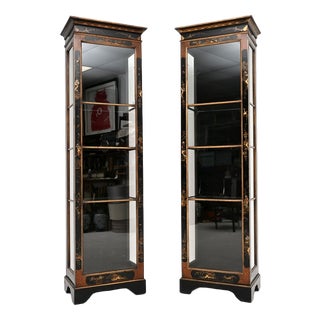 Antique Edwardian Lacquered Chinoiserie Display Cabinets, 1900, Set of 2 For Sale