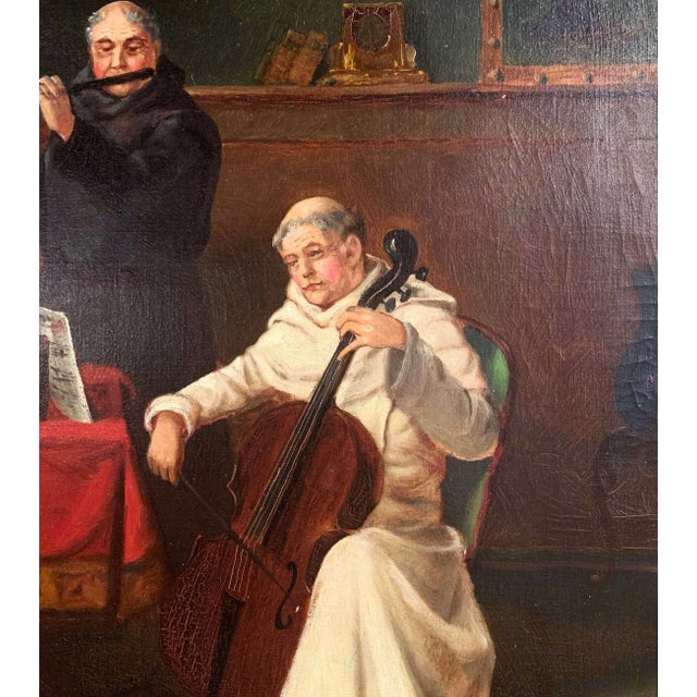 Late 19th Century 19th Century German Genre Oil Painting of Musical Monks by J. Bernstein For Sale - Image 5 of 13