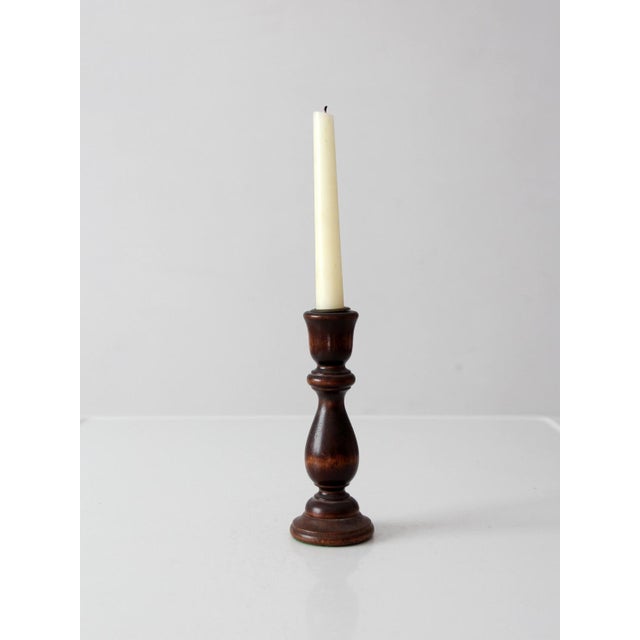 Farmhouse Vintage Turned Wood Candle Holder For Sale - Image 3 of 12