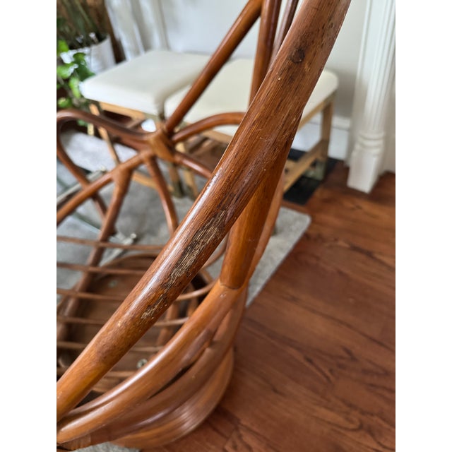 1970s 1970s Rare Pair of Mid Century Bamboo Swivel Lounge Chairs For Sale - Image 5 of 5